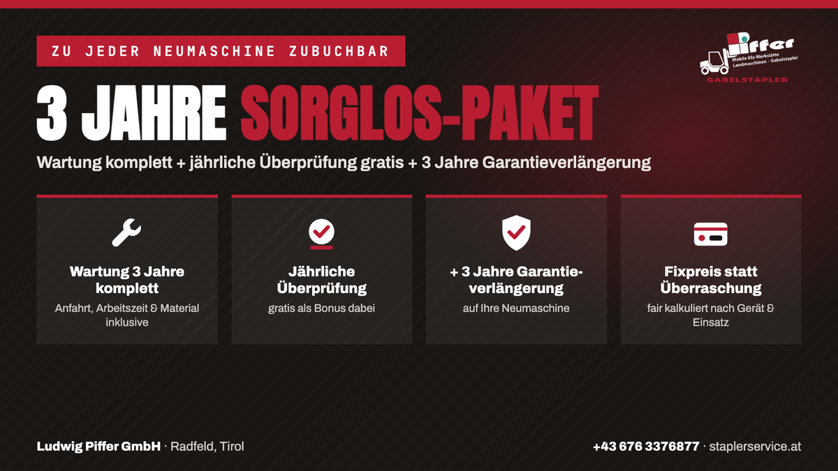 Piffer Sorglos-Paket: 3 Jahre Wartung inklusive Anfahrt und Material plus 3 Jahre Garantieverlängerung